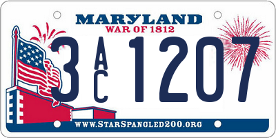 MD license plate 3AC1207