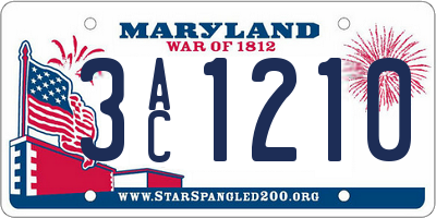 MD license plate 3AC1210