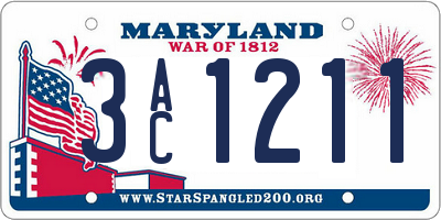 MD license plate 3AC1211