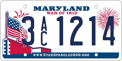 MD license plate 3AC1214