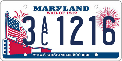 MD license plate 3AC1216