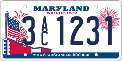 MD license plate 3AC1231