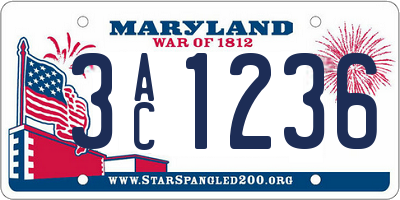 MD license plate 3AC1236