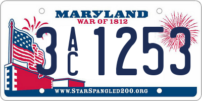 MD license plate 3AC1253