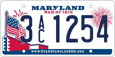 MD license plate 3AC1254