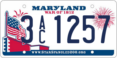 MD license plate 3AC1257