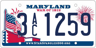 MD license plate 3AC1259