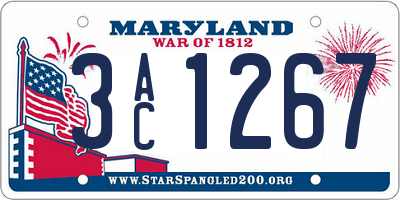 MD license plate 3AC1267