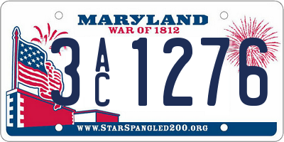 MD license plate 3AC1276
