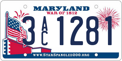 MD license plate 3AC1281