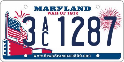 MD license plate 3AC1287