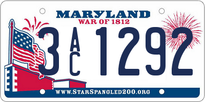 MD license plate 3AC1292