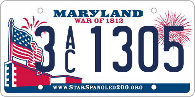 MD license plate 3AC1305
