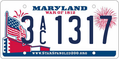 MD license plate 3AC1317