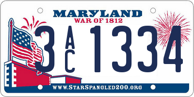 MD license plate 3AC1334