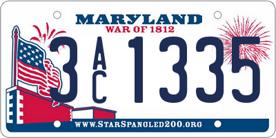 MD license plate 3AC1335