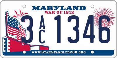 MD license plate 3AC1346
