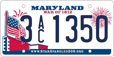 MD license plate 3AC1350