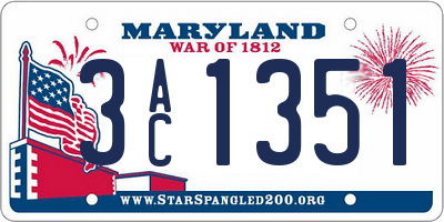 MD license plate 3AC1351