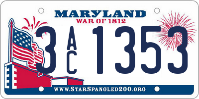 MD license plate 3AC1353
