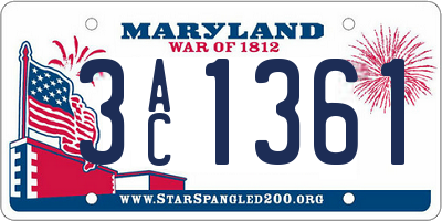 MD license plate 3AC1361