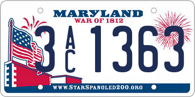 MD license plate 3AC1363