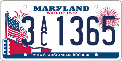 MD license plate 3AC1365