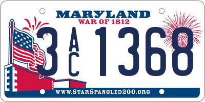 MD license plate 3AC1368