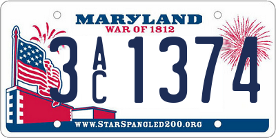 MD license plate 3AC1374