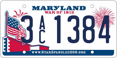 MD license plate 3AC1384
