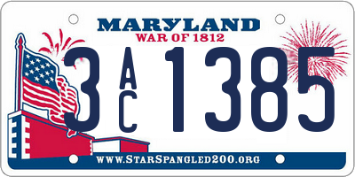 MD license plate 3AC1385