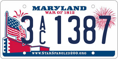 MD license plate 3AC1387