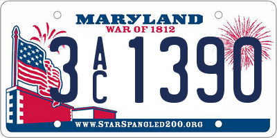 MD license plate 3AC1390