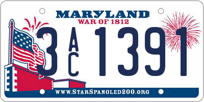 MD license plate 3AC1391