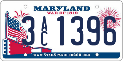 MD license plate 3AC1396