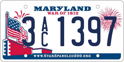 MD license plate 3AC1397