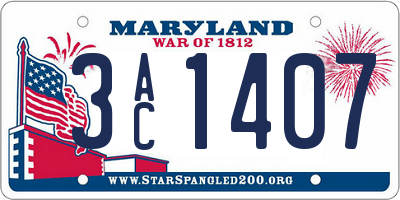 MD license plate 3AC1407