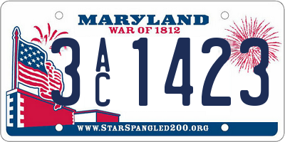 MD license plate 3AC1423