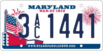 MD license plate 3AC1441