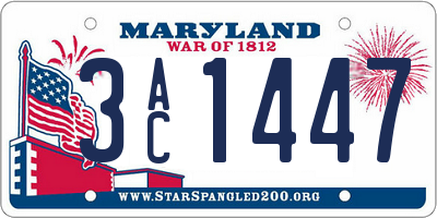 MD license plate 3AC1447