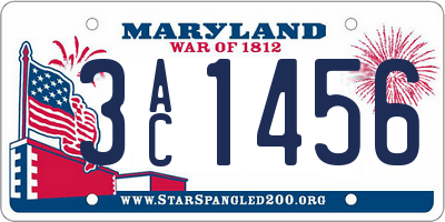 MD license plate 3AC1456