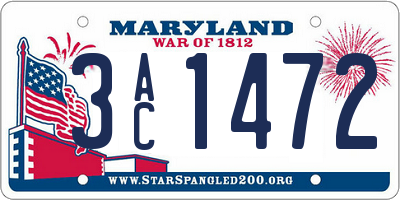 MD license plate 3AC1472