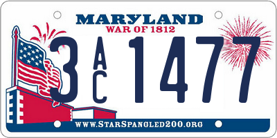 MD license plate 3AC1477