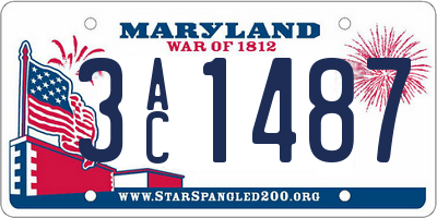 MD license plate 3AC1487