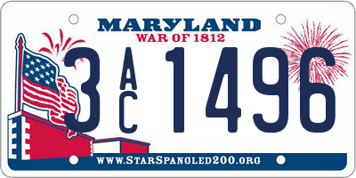MD license plate 3AC1496