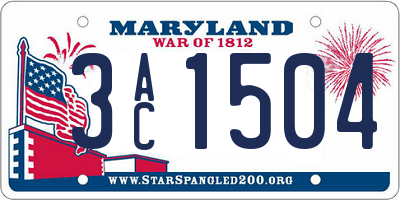 MD license plate 3AC1504