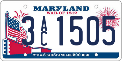 MD license plate 3AC1505