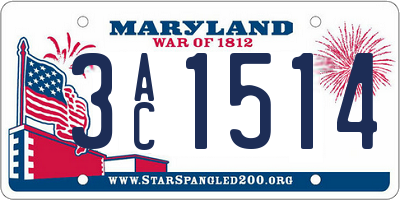 MD license plate 3AC1514