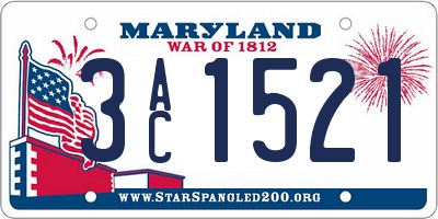 MD license plate 3AC1521