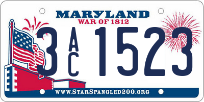 MD license plate 3AC1523